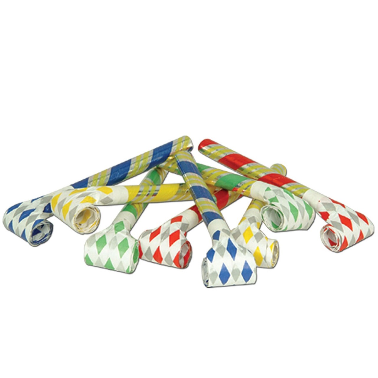 Party Central Club Pack of 12 Red and Blue Noiseless Super-Tube Blowout Party Favors 16"